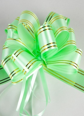 Бант шар с золотой полосой 50, 10шт. салатовый