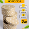 Коробка шляпная набор из  3шт. 22х22х11,8см горох на бежевом
