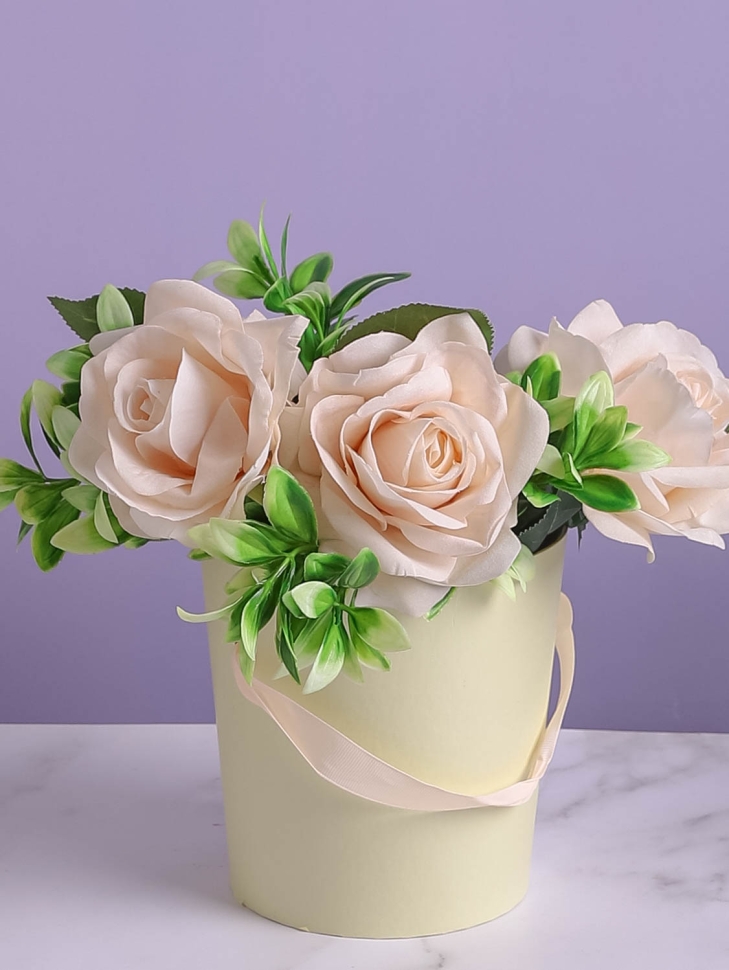 Коробка для цветов 14x15см 9160  К LH22527-1-3 желтый нежный