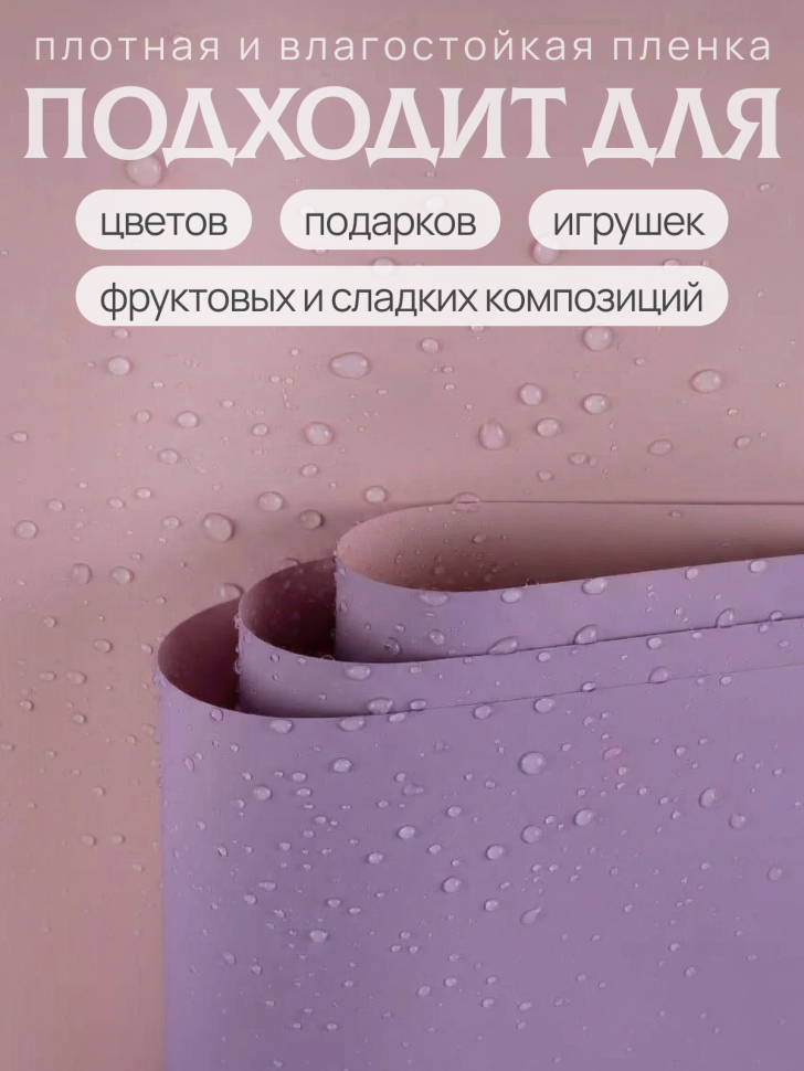 Пленка матовая 58см х 58см 60мкм 10 листов 2-хсторонняя РЦ сиреневый/пудра