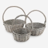 Корзина плетеная (ива) 3шт D33xH13/36см серый