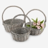 Корзина плетеная (ива) 3шт D33xH13/36см серый
