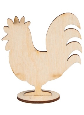 Декор деревянный Петушок 10см х 3мм с подставкой
