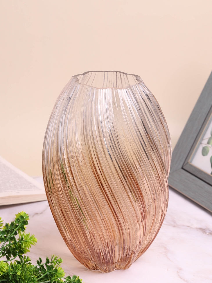 Ваза стекло Гармония h27 d18см К золотистый