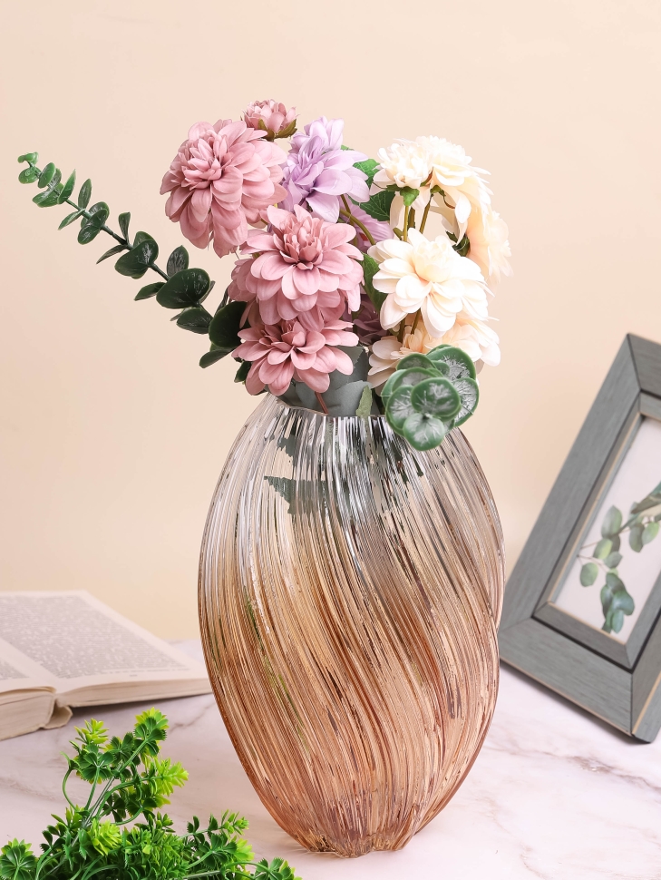 Ваза стекло Гармония h27 d18см К золотистый