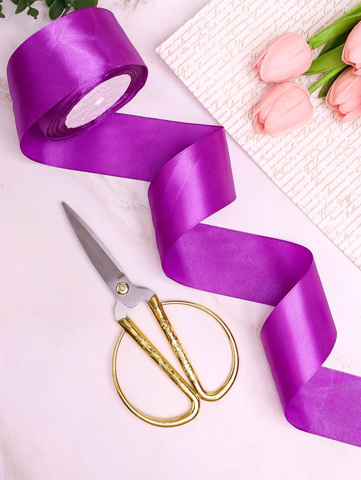 Лента атласная 50мм х 25ярд JD фиолетовый