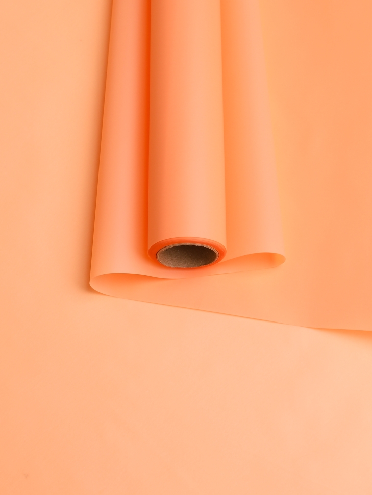 Пленка матовая 60см х 10м  на втулке оранжевый пастель