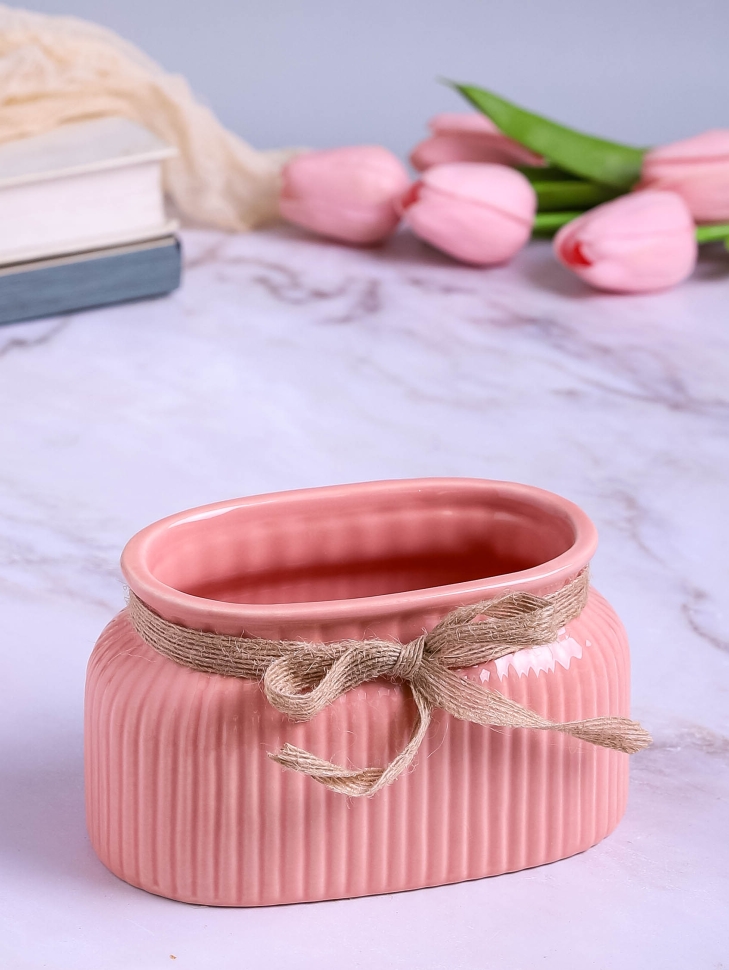 Кашпо керамика 14,5х8,5х8см ZY9827-1-2 розовый