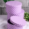 Коробка шляпная набор из  3шт. 22х22х11,8см горох на сиреневом