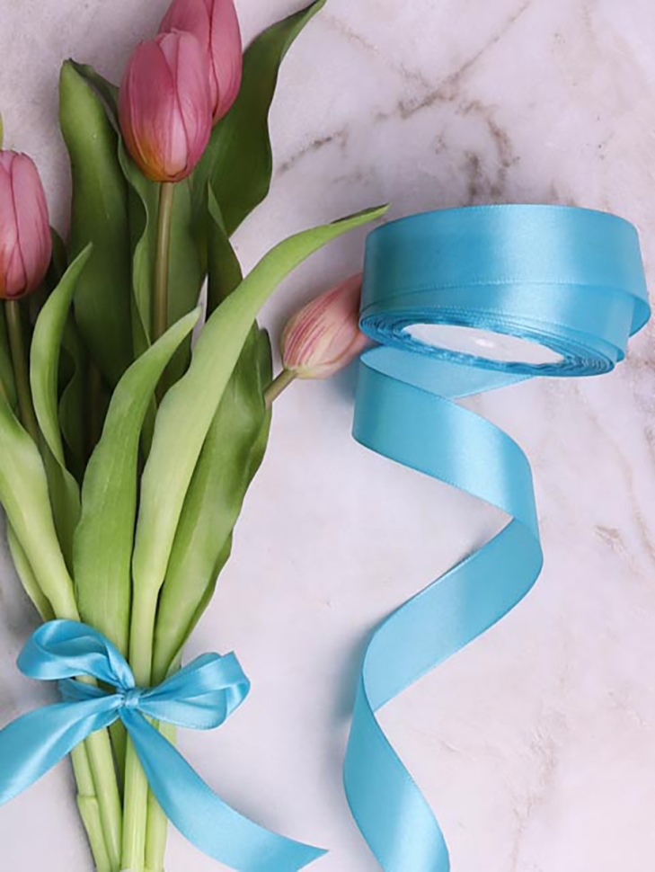 Лента атласная 25мм х 25 ярд  JD лазурный