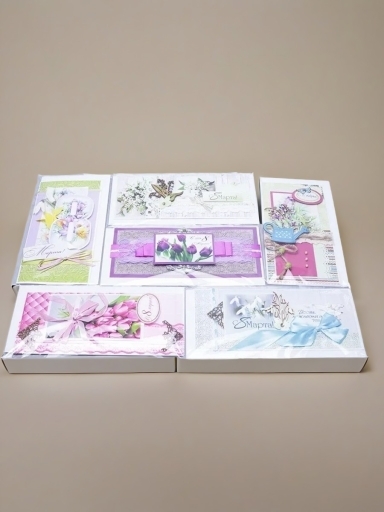 Открытка дизайнерская с конвертом 21,5x11см "С 8 Марта"