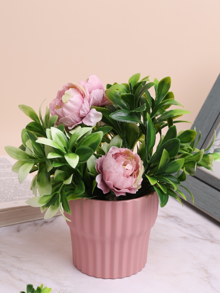 Кашпо керамика 11х10см розовый