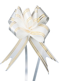 Бант-бабочка с золотой полосой 18, 10 шт. белый