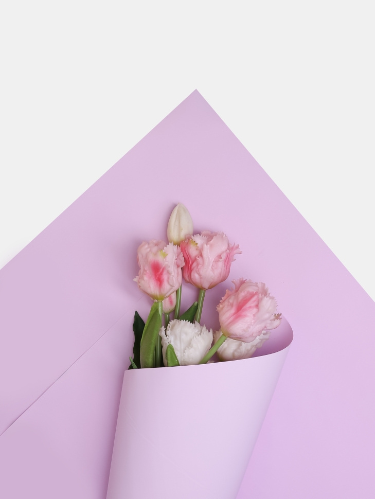 Пленка матовая 58см х 58см 60мкм 10 листов, сиреневый жемчуг