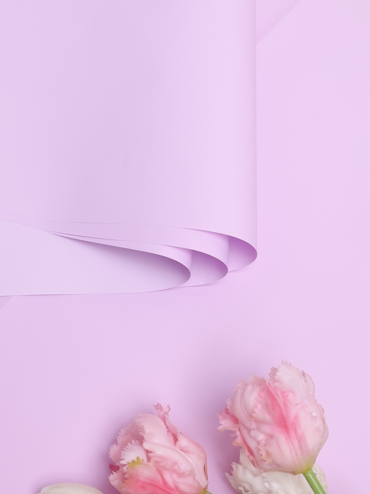 Пленка матовая 58см х 58см 60мкм 10 листов, сиреневый жемчуг