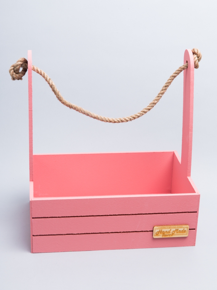 Ящик деревянный с ручкой h34х18,5х29,5см коралл Ящик деревянный с ручкой h34х18,5х29,5см коралл