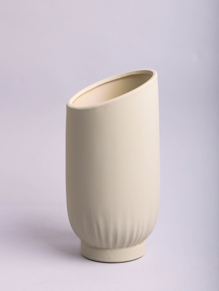 Ваза керамика 26х12,5х12см KQ-253M светло-серый Ваза керамика 26х12,5х12см KQ-253M светло-серый