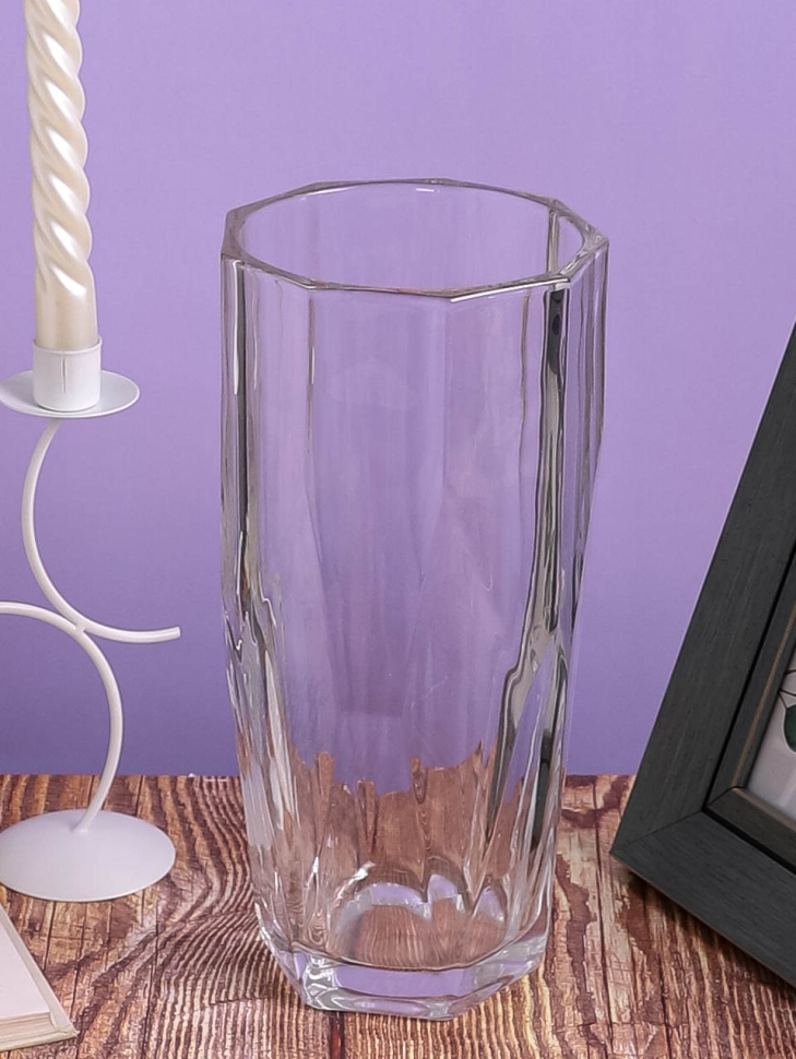 Ваза стекло Трубка H28 D14см К рельефная Ваза стекло Трубка H28 D14см К рельефная