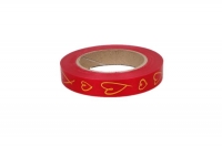 Лента простая 2/50 с сердцами, тиснение РД красная