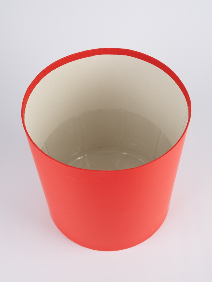 Коробка цилиндр набор из  3шт К d21хh21 - d14хh14см б/крышки алый