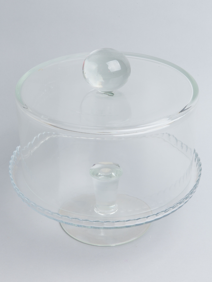 Ваза стекло 1679-2 Патиссэри D28x20,6см бортик вверх с крышкой (с шариком) Ваза стекло 1679-2 Патиссэри D28x20,6см бортик вверх с крышкой (с шариком)