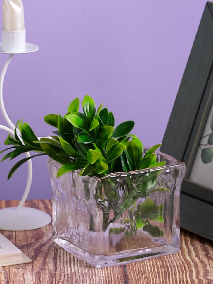 Ваза стекло Квадратная H10х10,5х10,5см К жатая