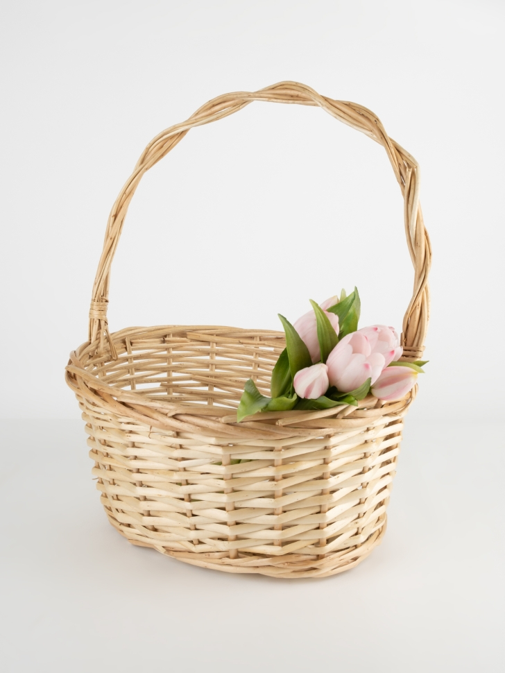 Корзина плетеная (ива) D35xH17/41см натуральный