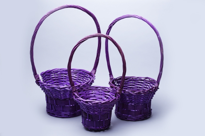 Корзина плетеная (ива) 3шт D29х16/48см фиолетовый A-4-4 Корзина плетеная (ива) 3шт D29х16/48см фиолетовый A-4-4