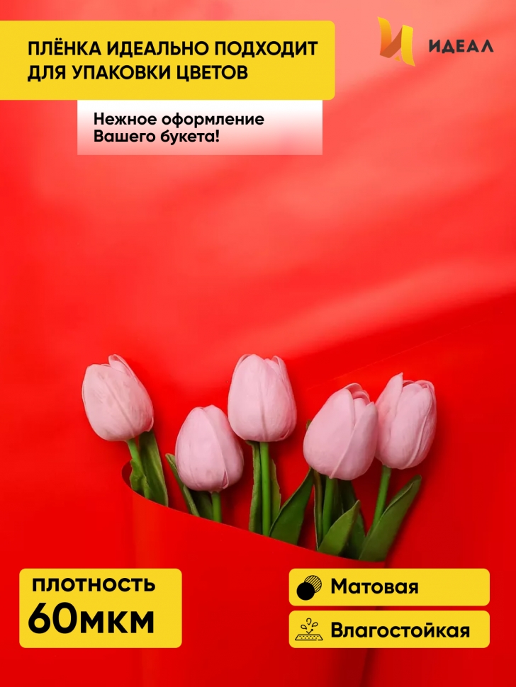 Пленка матовая Пастель 58см х 10м на втулке, красный Пленка матовая Пастель 58см х 10м на втулке, красный