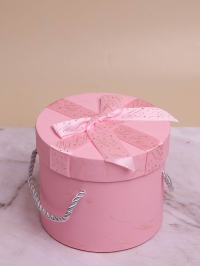 Коробка цилиндр 13,5х13,5х11см Звездное небо розовый