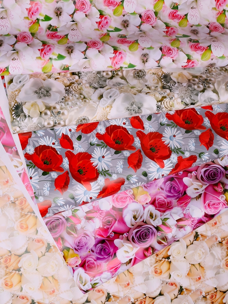 Бумага глянцевая 70х100см, 10лист. цветы