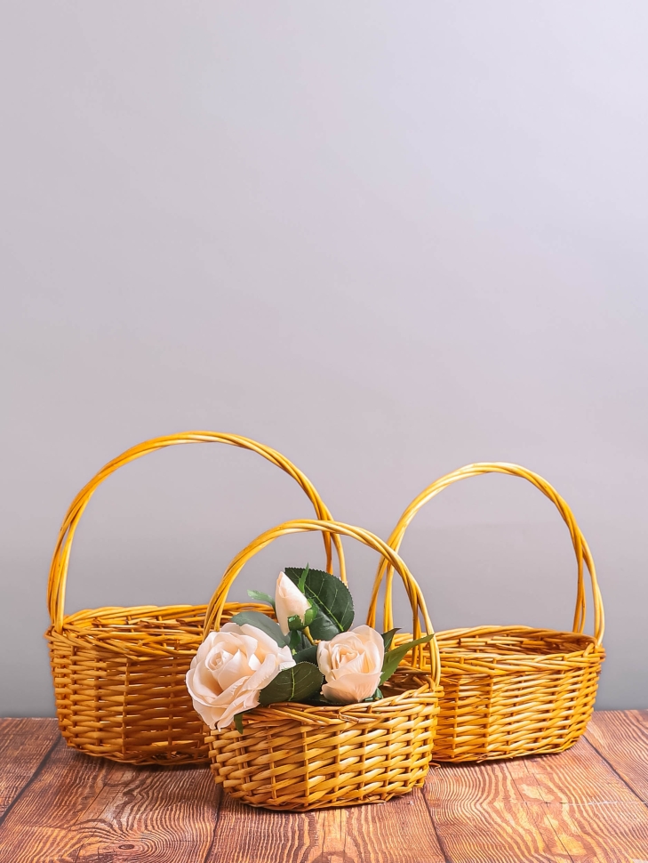 Корзина плетеная (ива) 3шт D32х24xH13х32см YM-130903