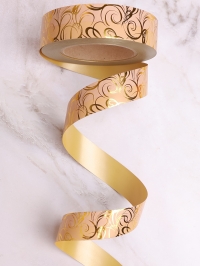 Лента металл 3/50 с рисунком РД золото