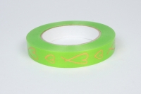 Лента простая 2/50 с сердцами, тиснение РД салатовая