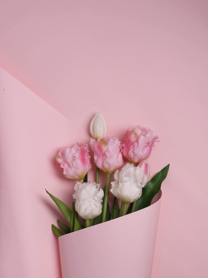 Пленка матовая 50мкм 58см х 10м Флора розовый