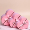 Коробка Сердце набор из 3шт 22х20х9см двухцветный с бантом розовый/сиреневый