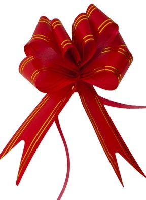 Бант-бабочка с золотой полосой 18, 10 шт. красный