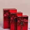 Коробка прямоугольник набор из 3шт 23х16х9,8см текстура кожи красный Коробка прямоугольник набор из 3шт 23х16х9,8см текстура кожи красный