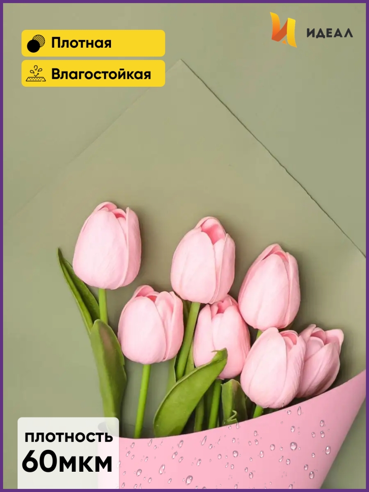 Пленка матовая 58см х 58см 60мкм 10 листов Двухсторонняя розовый пыльный/оливковый Пленка матовая 58см х 58см 60мкм 10 листов Двухсторонняя розовый пыльный/оливковый