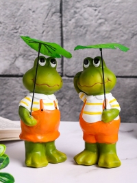 Фигурки 2шт. Лягушки под листком 8х7х17см