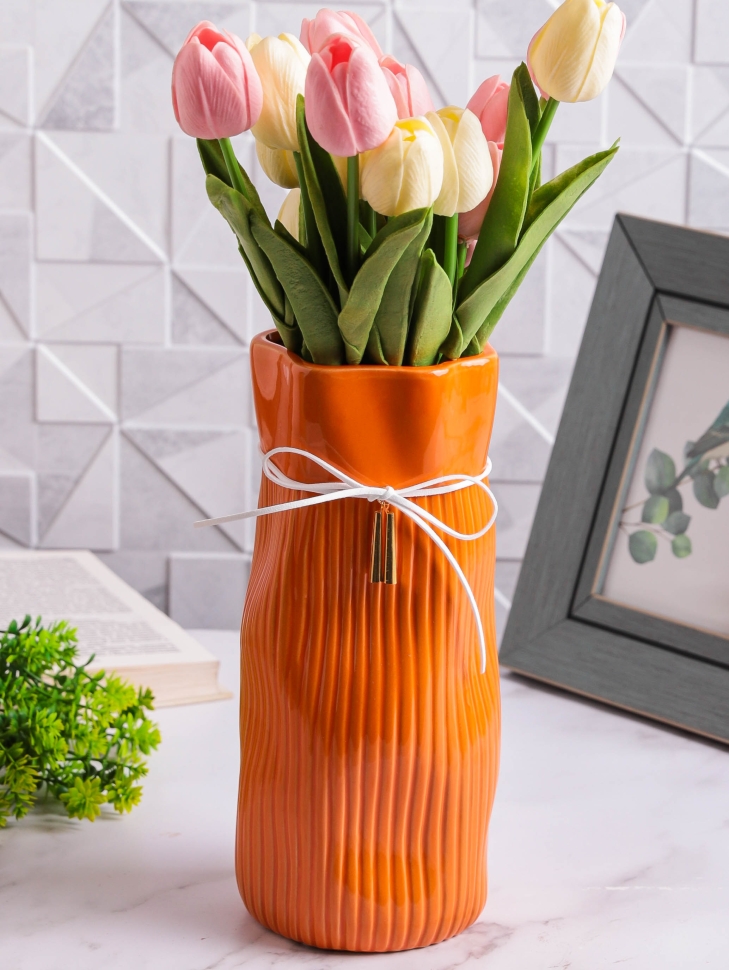 Ваза керамика 26х10,5х12см YS-550M оранжевый Ваза керамика 26х10,5х12см YS-550M оранжевый