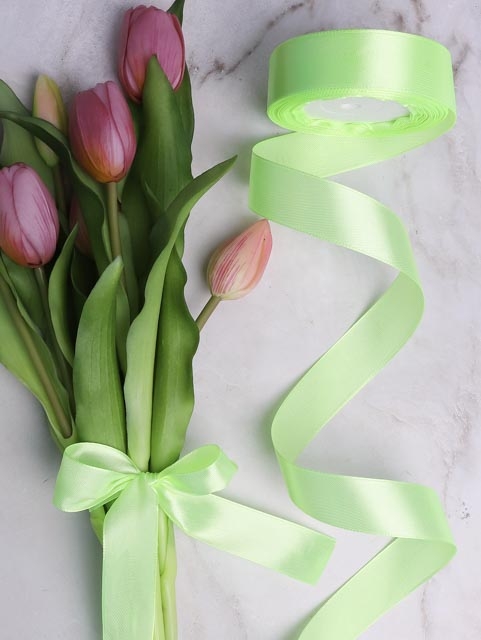 Лента атласная 25мм х 25 ярд JD салатовый светлый Лента атласная 25мм х 25 ярд JD салатовый светлый