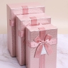 Коробка прямоугольник набор из  3шт 23х16х9,8см текстура кожи розовый