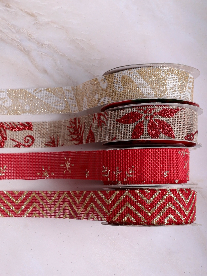 Лента льняная НГ 2,5х3ярд с рисунком LH22526-36 микс Лента льняная НГ 2,5х3ярд с рисунком LH22526-36 микс