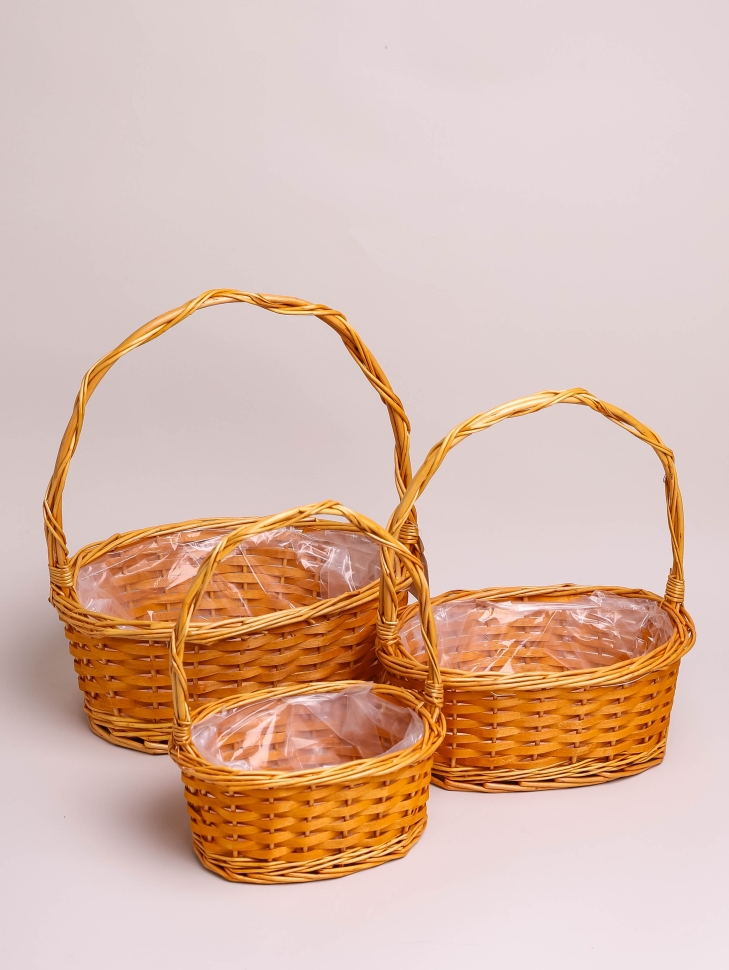 Корзина плетеная (ива) 3шт D29x22xH12,5x32см YM-158903 Корзина плетеная (ива) 3шт D29x22xH12,5x32см YM-158903
