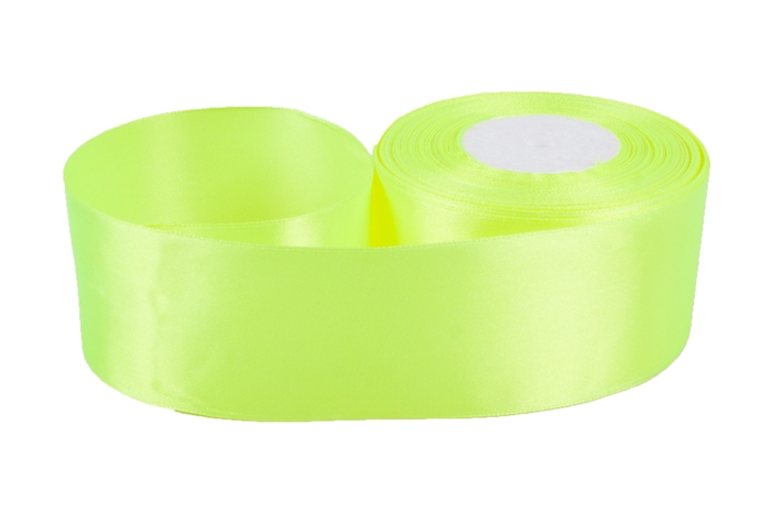 Лента атласная 50мм х 30м салатовая неон
