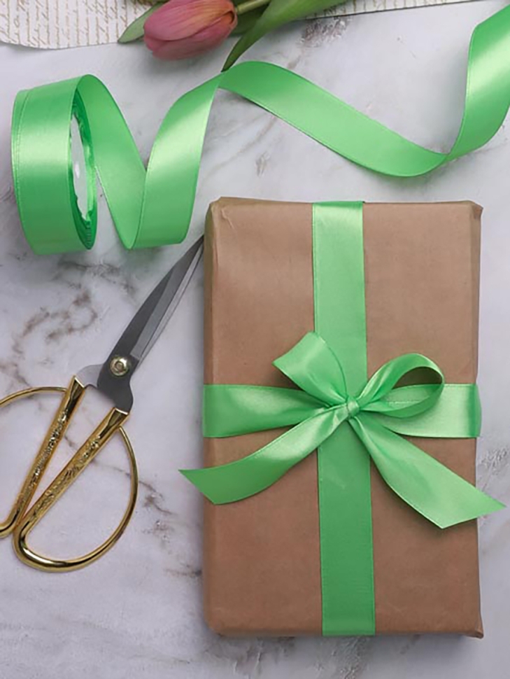 Лента атласная 25мм х 25 ярд  JD зеленый светлый