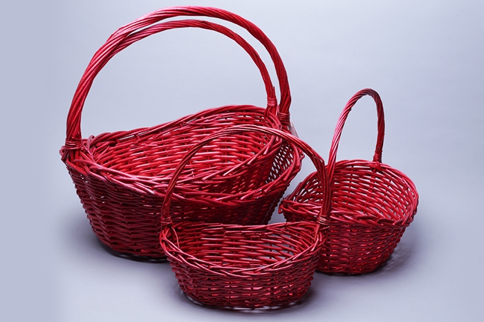 Корзина плетеная (ива) 4шт D48х37х42см красный Корзина плетеная (ива) 4шт D48х37х42см красный