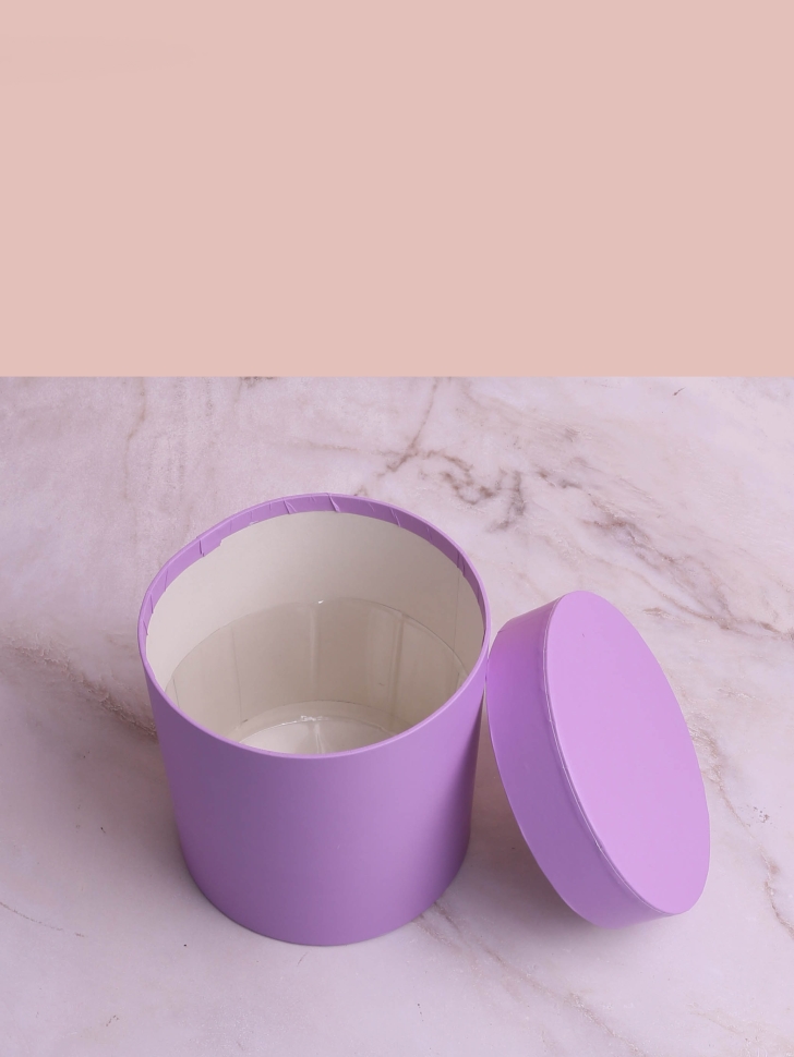 Коробка цилиндр набор из  3шт К d21хh21 - d14хh14см сиреневый