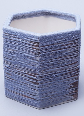 Кашпо керамика 14х13см шестиугольник 543-K голубой УЦЕНКА Кашпо керамика 14х13см шестиугольник 543-K голубой УЦЕНКА